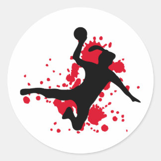 Pegatina Redonda Signo de balonmano Frauenhandball