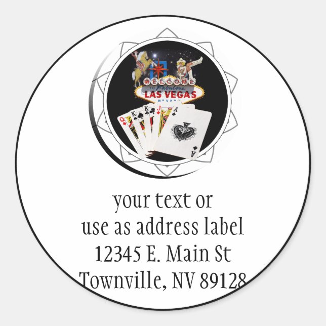 Pegatina Redonda Signo de bienvenida Chip de póquer negro (Anverso)