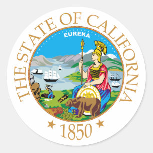Pegatina Redonda Signo de California