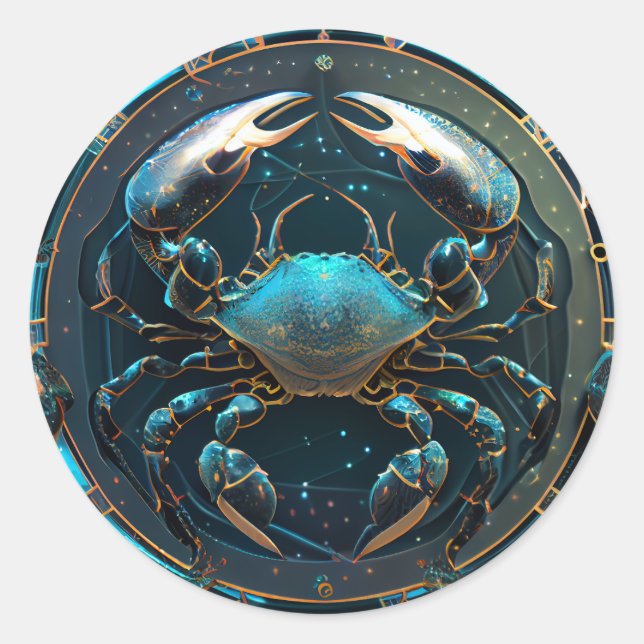 Pegatina Redonda Signo de cáncer zodiaco (Anverso)