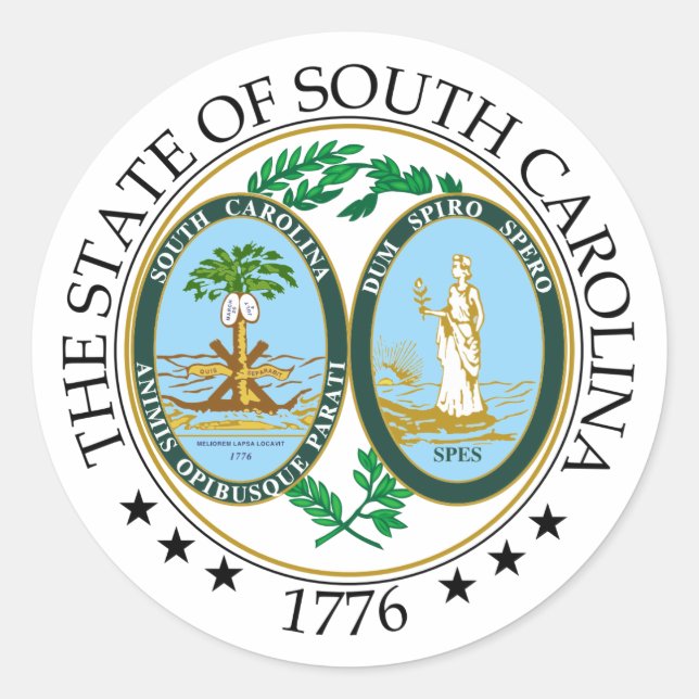 Pegatina Redonda Signo de Carolina del Sur (Anverso)