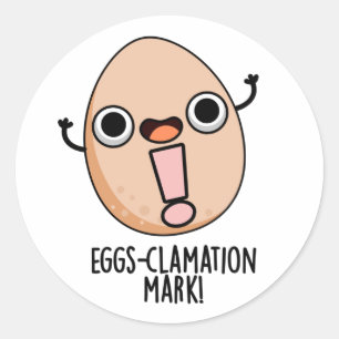 Pegatina Redonda Signo de clamación Mark Funny Egg Pun