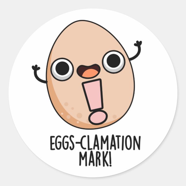 Pegatina Redonda Signo de clamación Mark Funny Egg Pun (Anverso)
