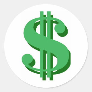 Pegatina Redonda signo de dólar $