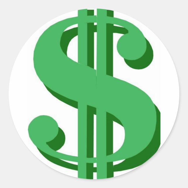 Pegatina Redonda signo de dólar $ (Anverso)