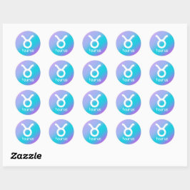 Pegatina Redonda Signo de estrella de astrología zodiaca azul púrpu