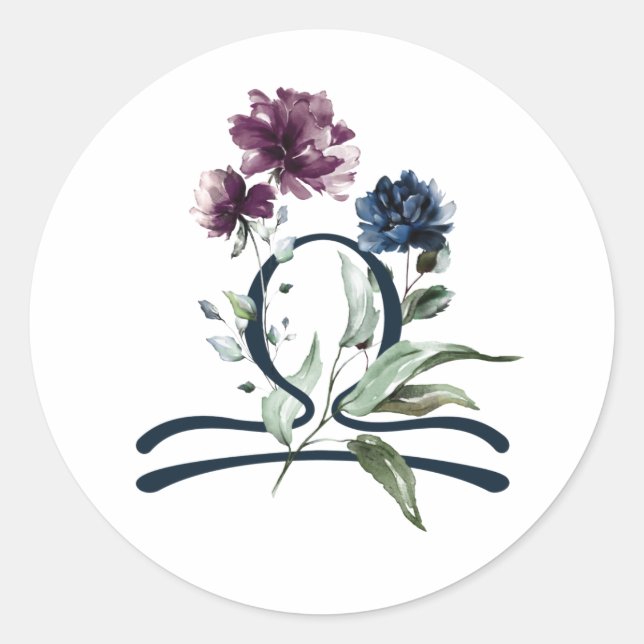 Pegatina Redonda Signo de estrella zodiaca libra (Anverso)