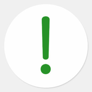 Pegatina Redonda ¡Signo de exclamación! Rosa del verde amarillo