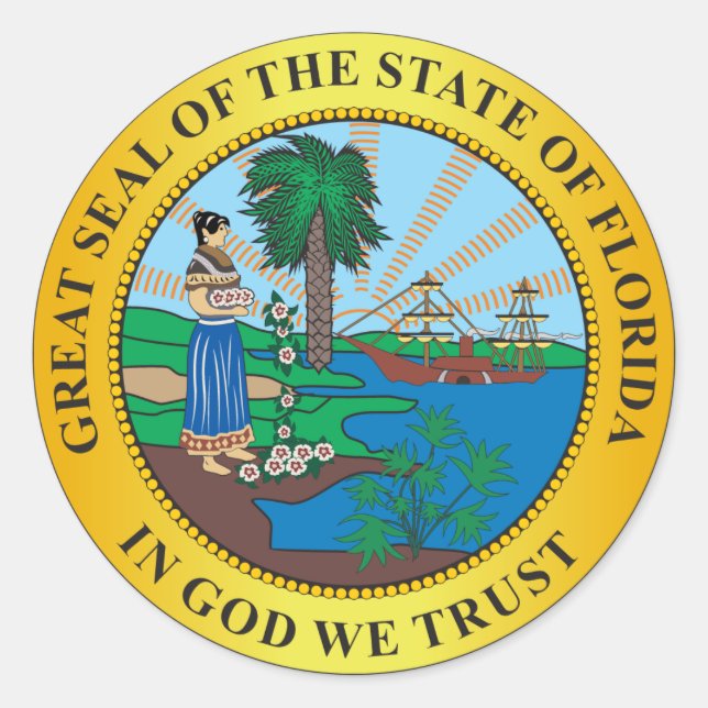 Pegatina Redonda Signo de Florida (Anverso)