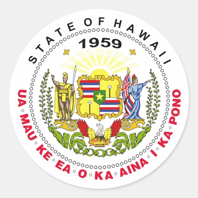 Pegatina Redonda Signo de Hawaii (Anverso)