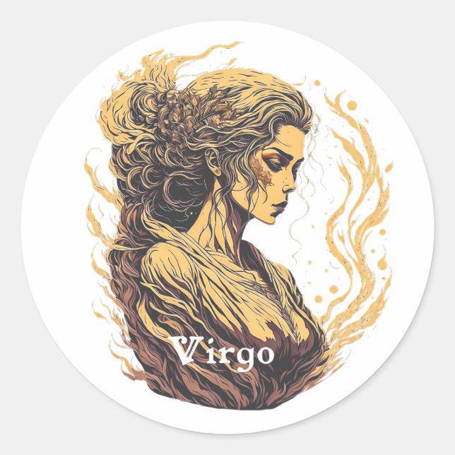 Pegatina Redonda Signo de horóscopo Virgo (Anverso)
