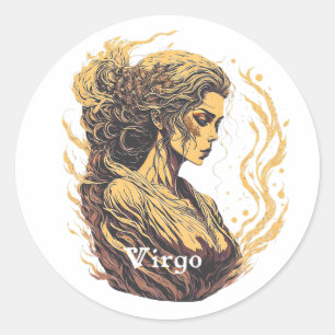 Pegatina Redonda Signo de horóscopo Virgo