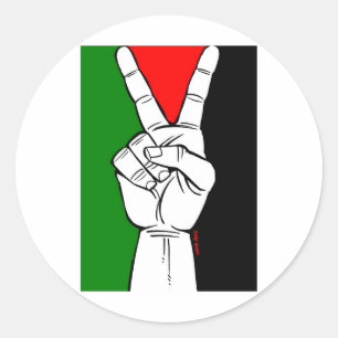 PEGATINA REDONDA SIGNO DE LA PAZ DE LA BANDERA DE PALESTINA
