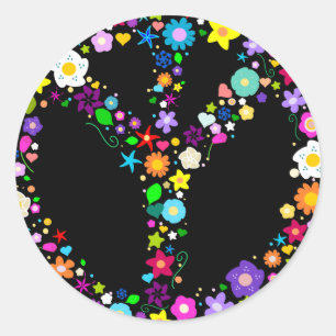 Pegatina Redonda Signo de la paz invertido - como su inventor quiso