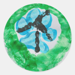 Pegatina Redonda signo de la paz @PitBullSharky. Pata del perro,