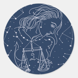 Pegatina Redonda Signo de Libra zodiac