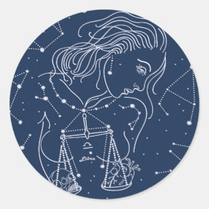Pegatina Redonda Signo de Libra zodiac