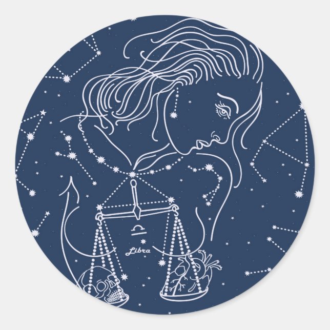 Pegatina Redonda Signo de Libra zodiac (Anverso)