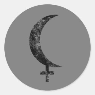 Pegatina Redonda Signo de Lilith Luna Negra Astrología Esotérica