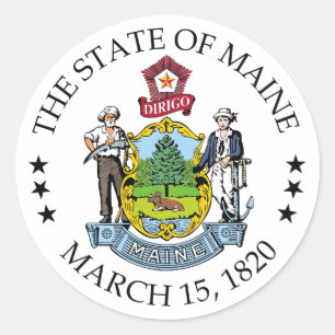Pegatina Redonda Signo de Maine