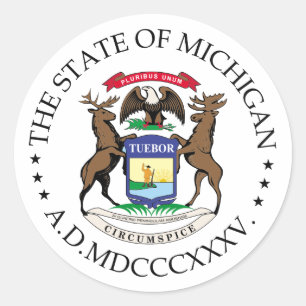 Pegatina Redonda Signo de Michigan