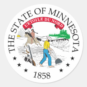 Pegatina Redonda Signo de Minnesota