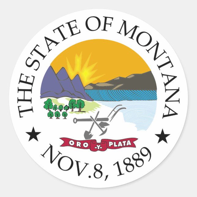 Pegatina Redonda Signo de Montana (Anverso)