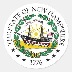Pegatina Redonda Signo de New Hampshire