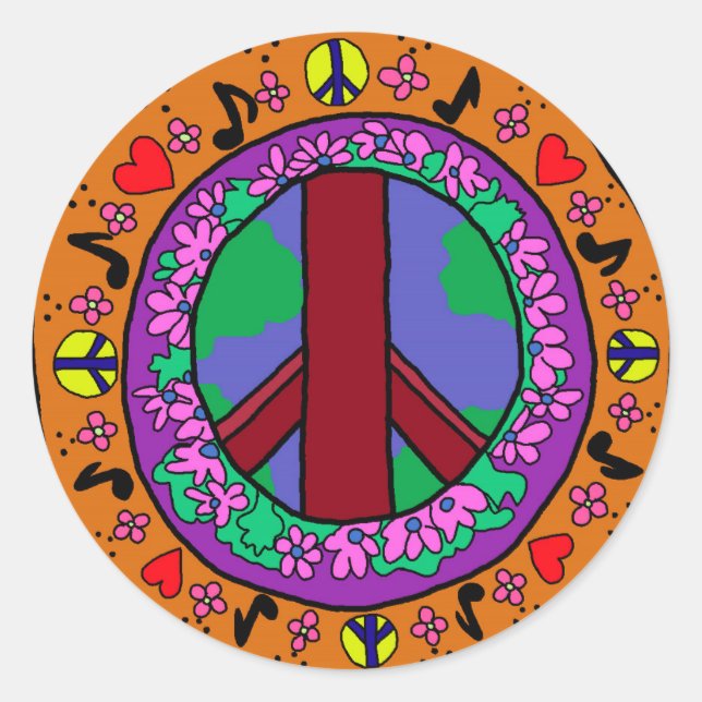 Pegatina Redonda Signo de paz (Anverso)