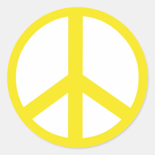 Pegatina Redonda Signo de paz amarillo (Anverso)