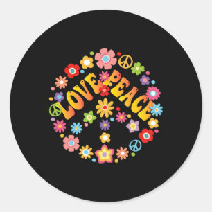 Pegatina Redonda Signo de paz Amor 60's 70 Groovy Hippie Costume Ha