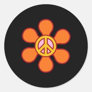 Pegatina Redonda Signo de paz Amor 60's 70 Groovy Hippie Costume Ha
