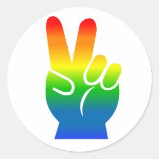 Pegatina Redonda Signo de paz arcoiris