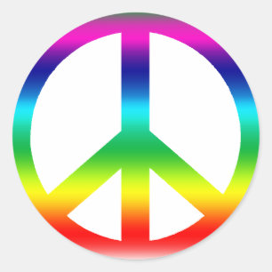 Pegatina Redonda Signo de paz arcoiris