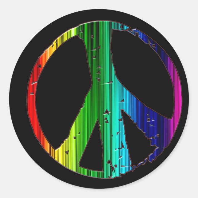 Pegatina Redonda Signo de paz arcoiris (Anverso)
