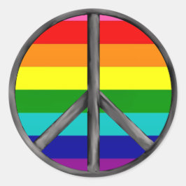 Pegatina Redonda Signo de paz arcoiris orgullo lgbtq Gay