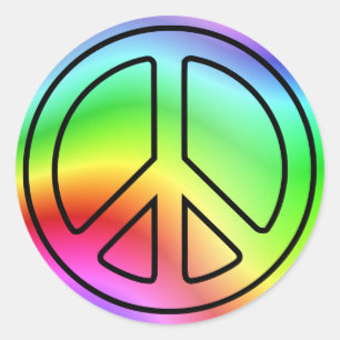 Pegatina Redonda Signo de paz arcoiris Pegatinas redondos clásicos