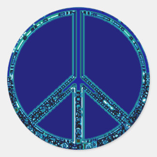 Pegatina Redonda Signo de paz azul