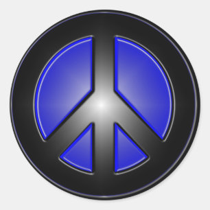 Pegatina Redonda Signo de paz azul