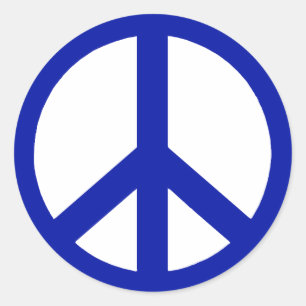 Pegatina Redonda Signo de paz azul profundo