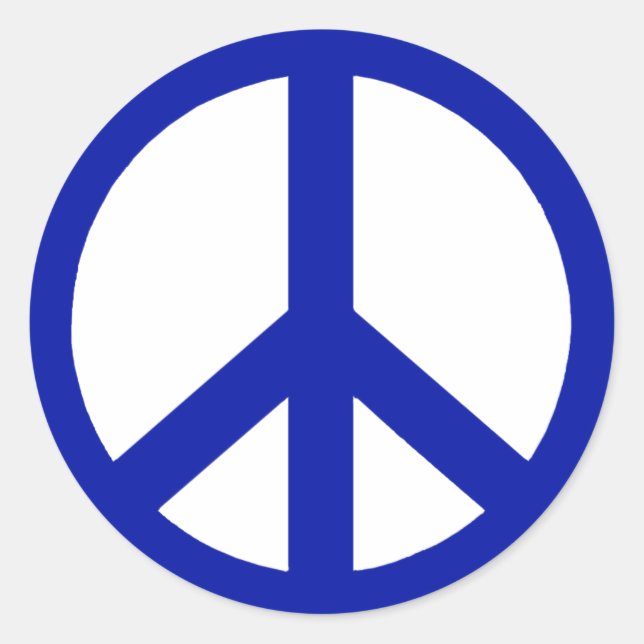 Pegatina Redonda Signo de paz azul profundo (Anverso)