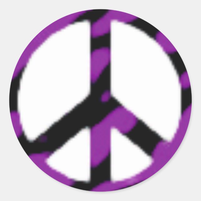 Pegatina Redonda signo de paz-cebra (Anverso)