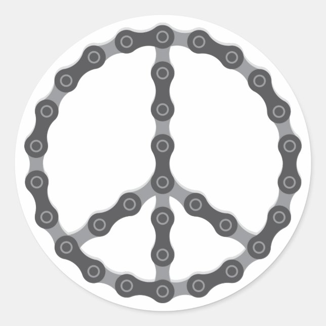 Pegatina Redonda Signo de paz de cadena (Anverso)