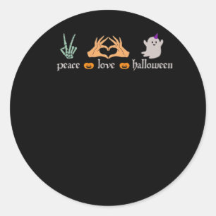 Pegatina Redonda Signo de paz de Halloween: Esbozo de las manos de 