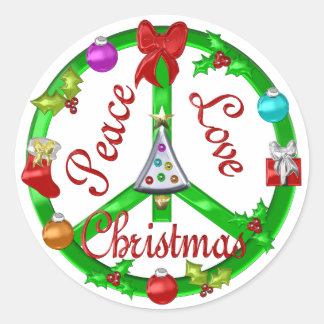 Pegatina Redonda Signo de paz de los navidades