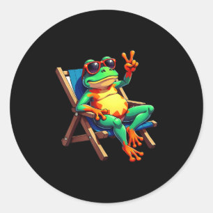 Pegatina Redonda Signo de paz de rana Verano de sol