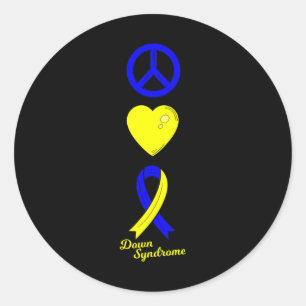 Pegatina Redonda Signo de paz Día Mundial del Síndrome de Down Muje