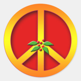 Pegatina Redonda Signo de paz dorada con tarjetas de Navidades Holl