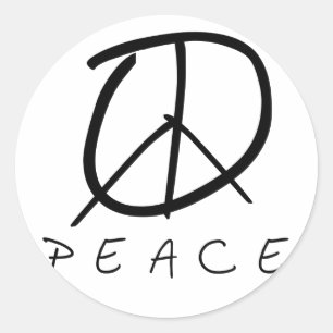 Pegatina Redonda Signo de paz: guión de mano dura