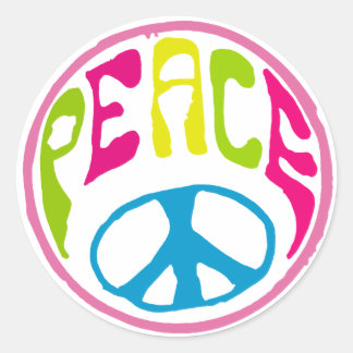 Pegatina Redonda Signo de paz hippie